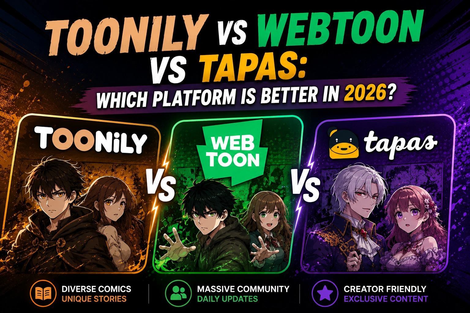 Toonily vs Webtoon vs Tapas